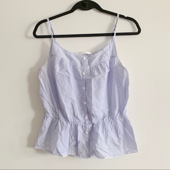 Kirra Tops - 💮LAST CALL💮 Blue Peplum Button Tank Top